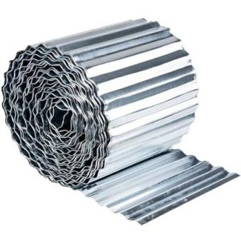 Heavy‑Duty Silver Corrugated Metal Garden Border Roller (12 m)