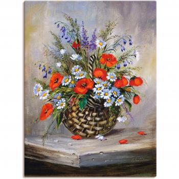 Artland Leinwandbild »Frühlingsblüten im Korb«, Blumen, (1 St.), auf Keilrahmen gespannt