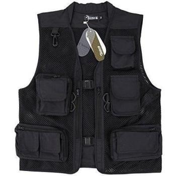 Zicac Chaleco de Malla Transpirable Poliéster y Nylon Chaqueta de los Hombres para Caza, Fotografía, Pesca y Campamento al Aire Libre