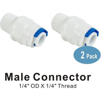 1/4 Male Thread to 1/4 Quick Connect Adapter for RO Systems - 2 Pack