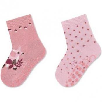 Chaussettes ABS double pack beige et pois roses