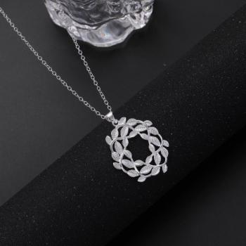 Pendentif Argent Fleurs et Feuilles Luxe