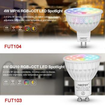 Miboxer RGB‑CCT LED Spotlicht 4 W – FUT103, FUT104, Herr16 – ideal für Wohnzimmer und Kochzimmer