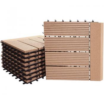 Piastrelle Pavimento Esterno Rhone T831 WPC 30x30 cm 11 Pezzi Profilo Orizzontale Brown