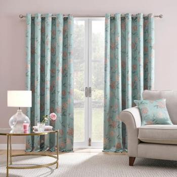 'Dahlia' Self Lined Dim-out Pair of Eyelet Curtains
