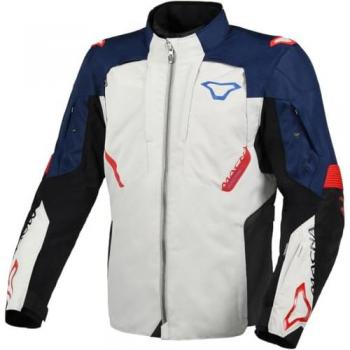 Wasserdichte Macna Notch Textiljacke - Hellgrau-Rot-Blau - 3XL
