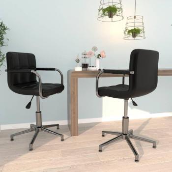 Swivel Dining Chairs Set of 2 Black Faux Leather vidaXL
