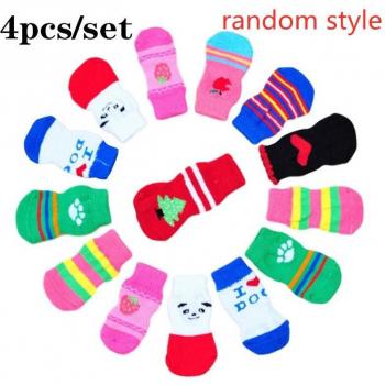 4pcs/set Non-slip Soft Wool Pet Socks for Dogs and Cats