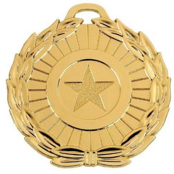 Megastar Gold 50 mm Medal with Ribbon, Free Engraving (30 Letters) – AM870G
