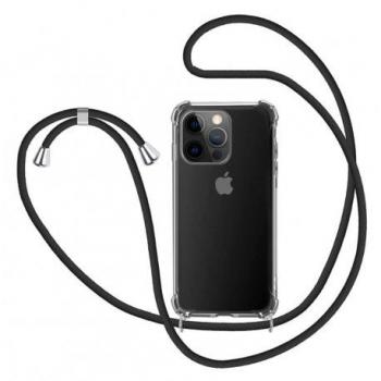 Funda Transparente 4-ok con Cuerda Negra para iPhone 15 Pro