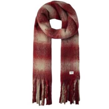 Scarlet Fringe‑Striped Women's Winter Scarf – One Size