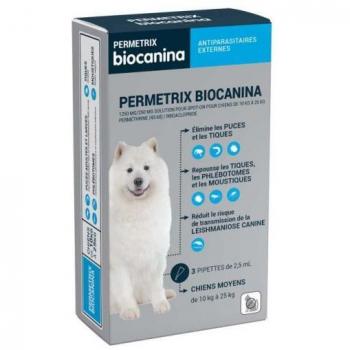 Biocanina Permetrix Chien Grand 10kg-25kg 3 Pipettes de 5ml