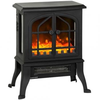 Cheminée électrique Homcom 900W – thermostat ajustable, effet flamme réaliste