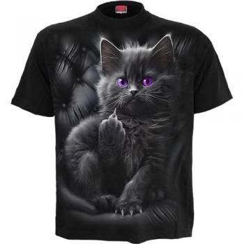 Cattitude Front Print T-Shirt Black