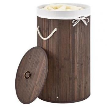 Cesto Bambù Curly Rotondo 55L con Coperchio e Maniglia