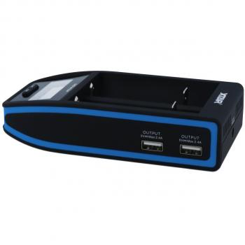 Xtar O4S Over 4 Slim Li-Ion Ultra-schnelles Ladegerät (1A, 2A, 4.1A) mit LCD Display und Zwei 5V, USB-Ausgänge Weiß