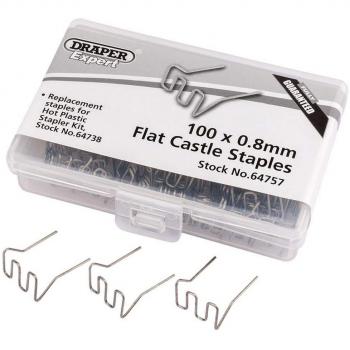Draper Precision 0.8mm Flat Castle Staples - 100 Count