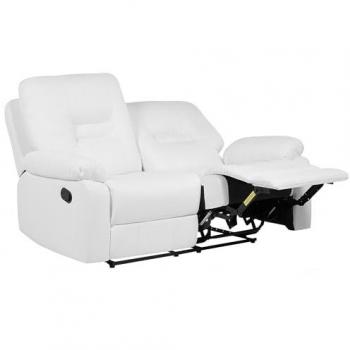 BELIANI Modern Faux Leather Recliner Sofa Manual Reclining Padded 2 Seater White Bergen