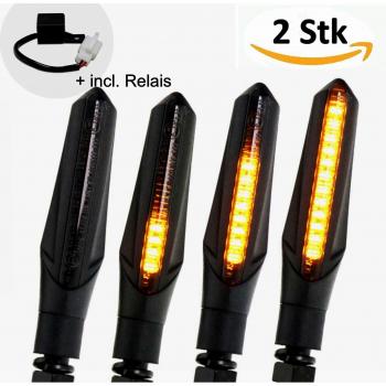 4 LED Motorrad Laufeffekt Blinker mit Relais Sequentiell schwarz Universal