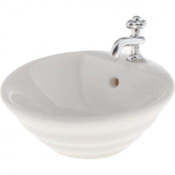 1/12 Miniature White Wash Basin Sink for Dollhouse Bathroom Accessory