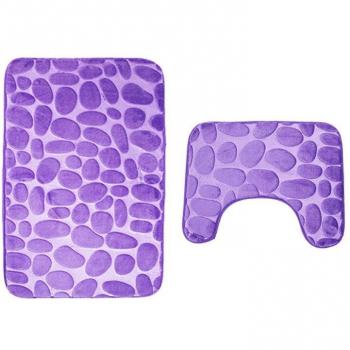 2PC Non-Slip Bathroom Toilet Rug Mat Set