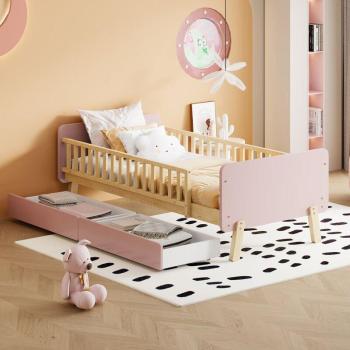 Redom Letto Singolo per Bambini Rosa 90x190 con 2 Cassetti e Rete a Doghe