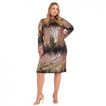 Silver Gradient Sparkle Shift Gown