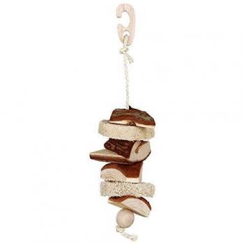 Natural Living jouet 33 cm pour grandes perruches avec chaîne, perles en bois et clochette
