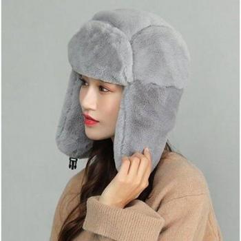 Women's Winter Ushanka Hat - Thick Warm Bomber Cap with Ear Flaps, Velvet, 58 cm