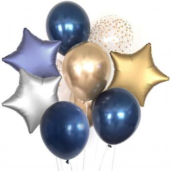 Palloncini Navy Metallic Oro 46 pezzi