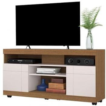 Meuble TV YARA Imitation Chêne 2 Portes 5 Niches