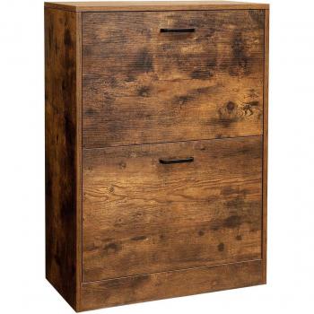 Meuble à chaussures à 2 compartiments, séparateur réglable, 8-12 paires, 60 x 24 x 83,5 cm, style industriel