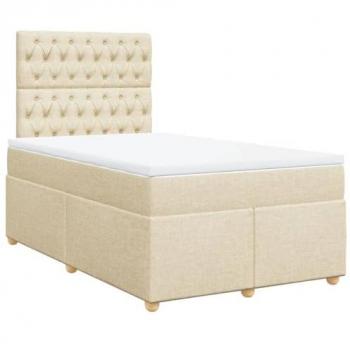 VidaXL Cama box spring con colchón tela color crema 120x190 cm