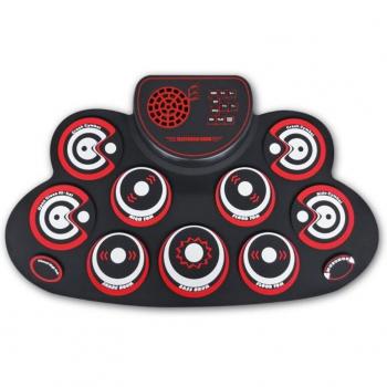 Portable Electronic Drum Set - Roll-Up Practice Pad with Headphones J A69A