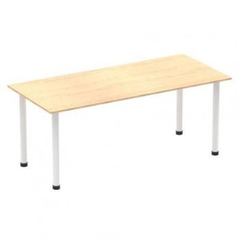 Impulse 1800mm Straight Table Maple Top White Post Leg