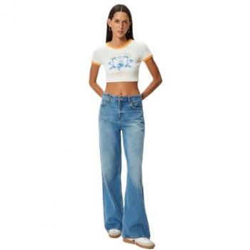 Koton Damen‑Crop T-Shirt Sommer – Slim Fit, Rundhals, Kurzarm, print – XS