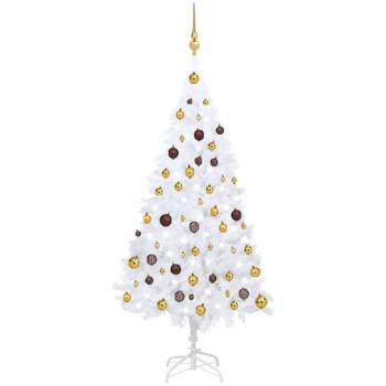 Artificial Pre-lit White Christmas Tree with Ball Set 150 cm PVC vidaXL