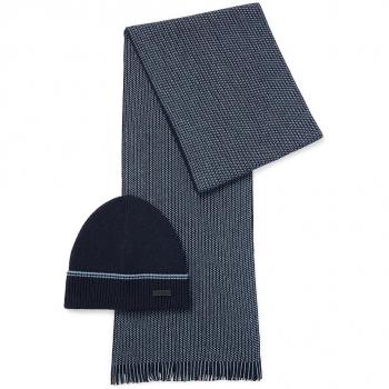 Set de Accesorios BOSS: Sombrero y Bufanda en Azul Profundo