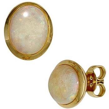 Ohrstecker Oval 585 Gold Gelbgold 2 Opal-cabochons Ohrringe Opalohrringe