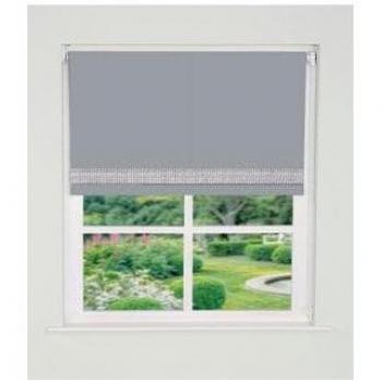New Edge Blinds Straight Diamante Edge Border Blackout Roller Blind 165cm Drop
