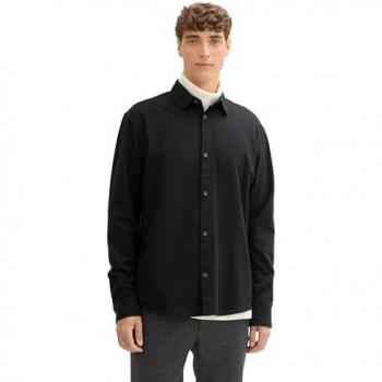 Camicia a Maniche Lunghe Tom Tailor Oxford Relaxed Nera 2XL