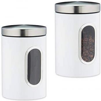 Contenedor de Cocina Metal Blanco 1,4 L con Tapa y Ventana