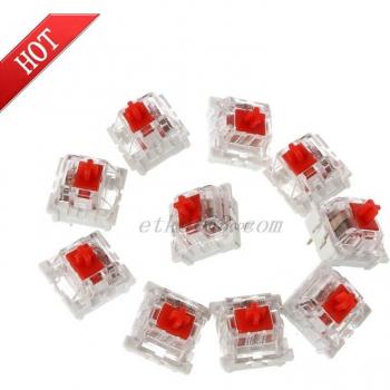 Interrupteurs mécaniques rouges à 3 broches pour Gateron Cherry MX - Pack de 10