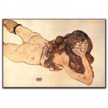 Cuadro decorativo Schiele Am Bauch Liegender Weiblicher Akt