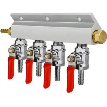 Collecteur de distribution CO2 4 voies avec barbes de tuyau 7 mm