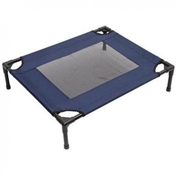 PAWHUT Lit de Camp pour Chien Chat Tissu Oxford 76L x 61l x 18H cm Bleu Marine Noir