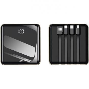 10000mAh Mirror Screen Power Bank with Built-in Cable for iPhone 11, 12 Pro, Xiaomi Mi 8, Huawei, Samsung
