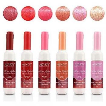 Set de brillos labiales en botella de vino