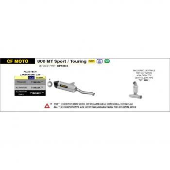Silenziatore Race Tech Arrow Alluminio Nero Carbonio CF Moto 800 MT Touring 2023