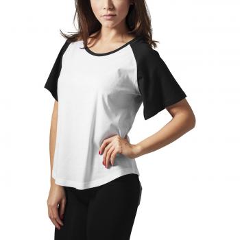 Camiseta Urban Classics Raglan HiLo para Mujer, Multicolor (Wht/Blk 224), S